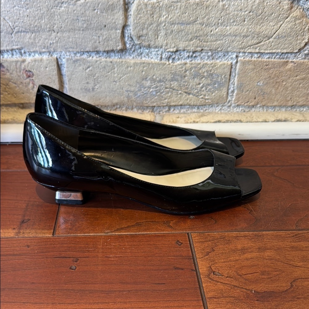 Nine West Black Patent Leather Peep-Toe Shoes